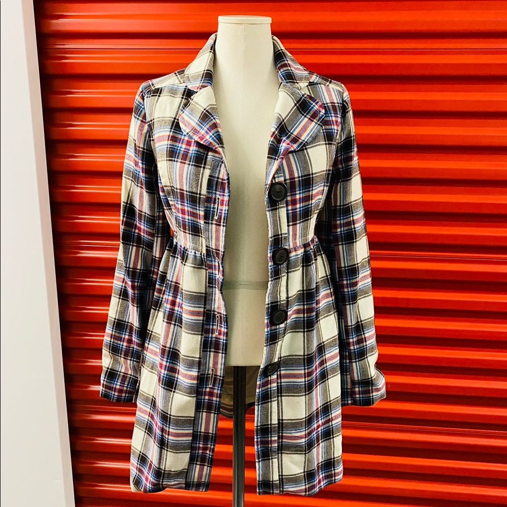 Plaid mid-length coat